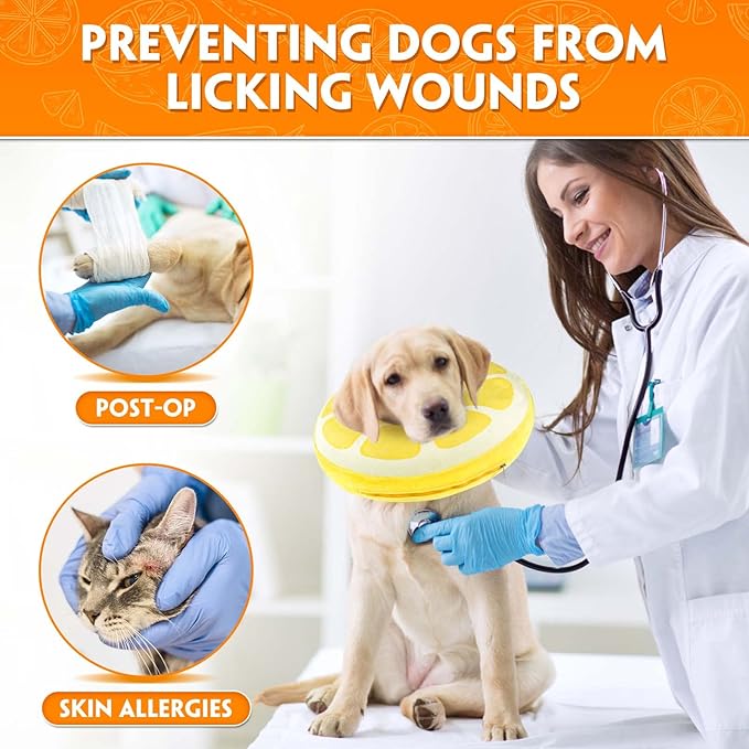 Inflatable Dog Cone, Protective Inflatable Collar for Jumbo Dogs, Soft Adjustable Pet Cone Alternative After Surgery for Wound Healing and Prevent from Biting or Scratching,XL(18"-22.5")