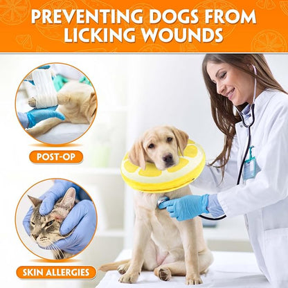 Inflatable Dog Cone, Protective Inflatable Collar for Large Dogs,Soft Adjustable Pet Cone Alternative After Surgery for Wound Healing and Prevent from Biting or Scratching,L(12.5"-18")