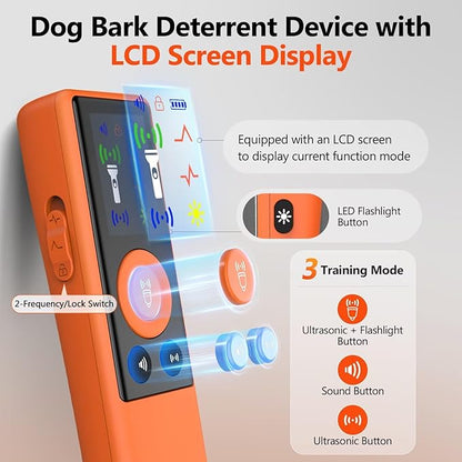 Ultrasonic Dog Bark Deterrent Device, Anti-Barking Control Device with LCD Screen & 3 Modes, Dog Training Tools to Stop Bad Behaviors, Safe Trainer Up to 35ft for Indoor Outdoor Use-03