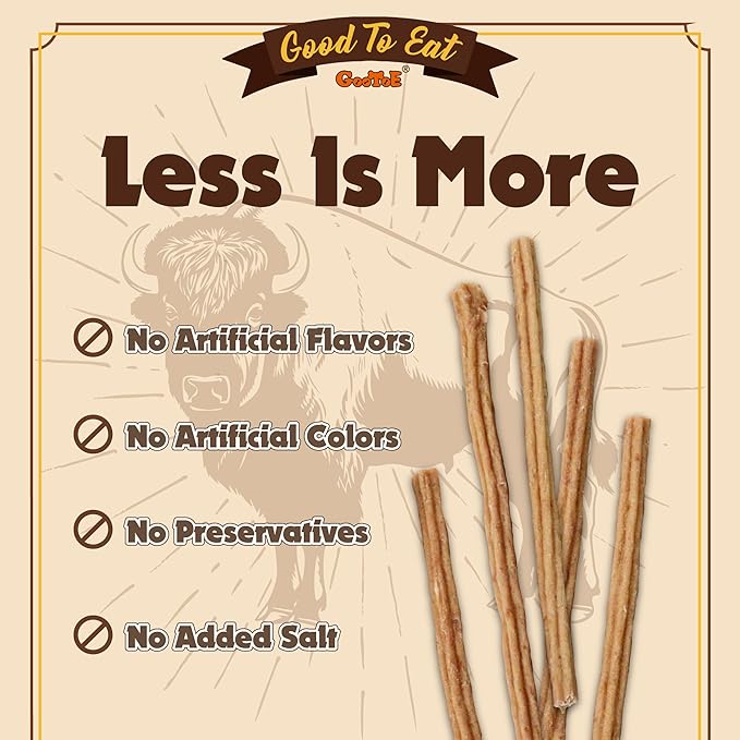 Gootoe Buffalo Dog Treats, Natural Low-Fat Chews for Training & Rewards, Limited Ingredient, Resealable Bag, Puppy Treats for Small Dogs & Puppies, Resealable Bag, Buffalo Bites Stick (Small), 1.5 lb
