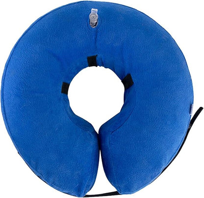 Inflatable Dog Neck Collar PVC Soft Warm Comfortable Protective Recovery Cone for Post Surgery Skin Itching Pets (Blue)