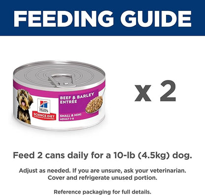 Hill's Science Diet Adult 1-6 Small & Mini Wet Dog Food, Beef & Barley, 5.8 oz. Cans, 24-Pack