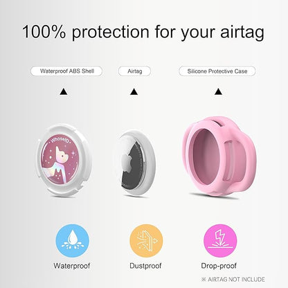 Waterproof Airtag Dog Collar Holder, Silicone & ABS Airtag Holder for Dog & Cat Collars, Ultra-Durable, Lightweight and Protective Airtag Case (Rose&Pink-1, Small)