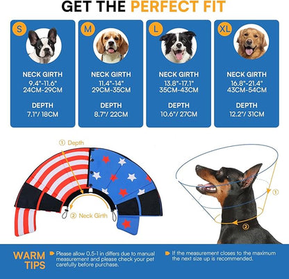 Queenmore Soft Cone for Dogs, Dog Cones for Large Dogs to Stop Licking, Dog Soft Cone, Elizabethan Collar for Pets, Alternative Pet Recovery Collar for Wound Healing, USAFlag L