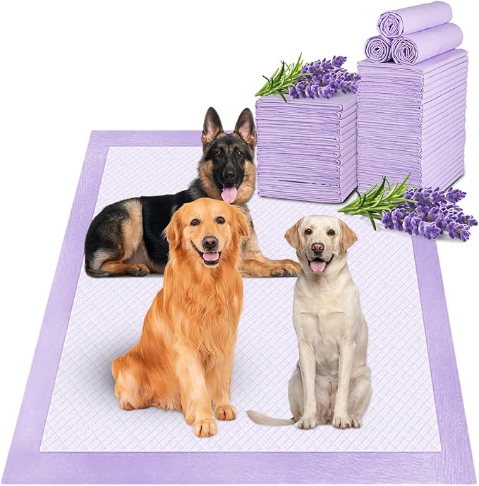 Boscute Lavender Scented Thicken 6 Layers Heavy Absorbent 30"x36" Pet Training Dog Pee Pads, Extra Large Polymer Leak-Proof Quick Dry Puppy Pee Pads, Disposable Pee Pads for Dogs Cats Rabbit 150Counts