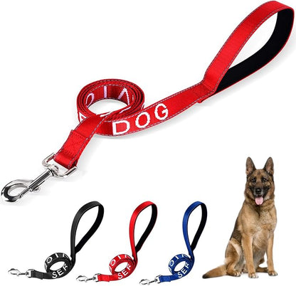 YeeBeny Service Dog Leash, Emotional Support Leash with Neoprene Handle and Reflective Lettering, Service Dog Stuff for Vest for Harnesses, Vests or Collars (Red, 0.6width)