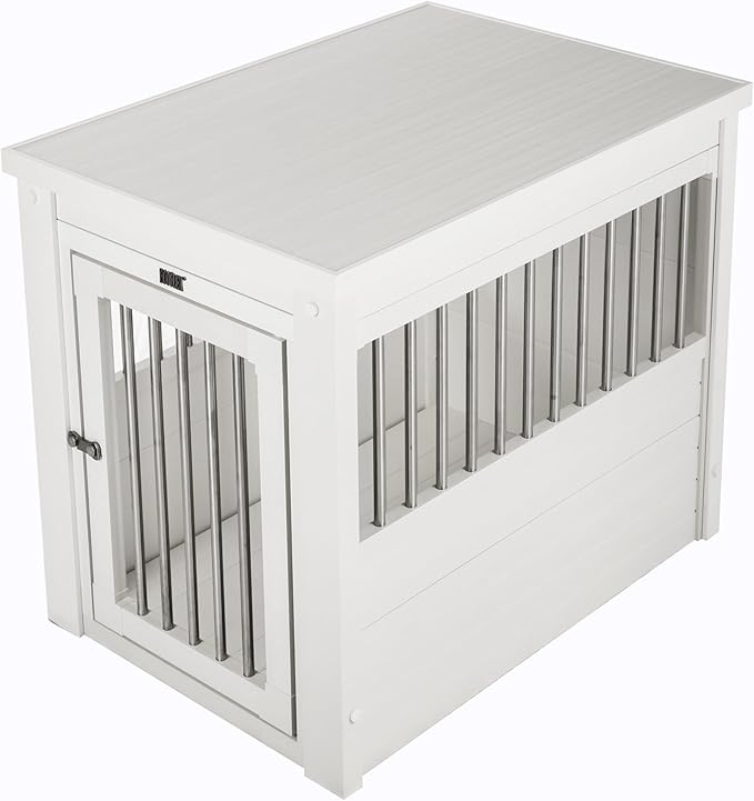 New Age Pet ecoFLEX Pet Crate/End Table, Medium, Antique White, Model:EHHC404M