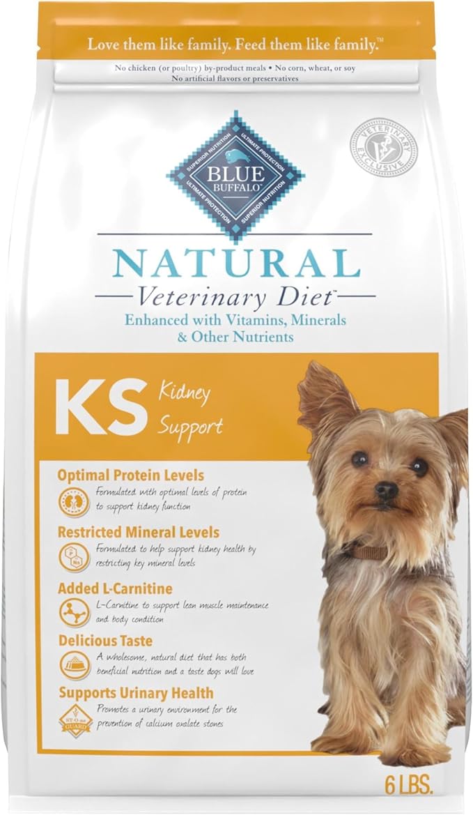 Blue Buffalo Natural Veterinary Diet KS Kidney Support Dry Dog Food, Chicken 6-lb Bag