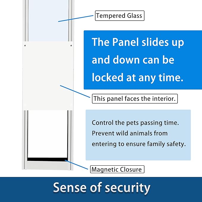 XLarge Dog Door for Sliding Glass Doors, Adjustable 75.39" to 81.3" Slider Height, Extra Large Dog Door for Sliding Glass Door, All-Metal Framed & Lockable Panel