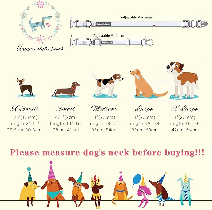 Unique style paws Dog Collar Plastic Buckle with Pendant Puppy Collar for Spring Summer Polka Dot Bow for Small Medium Large Boys Girls Dogs