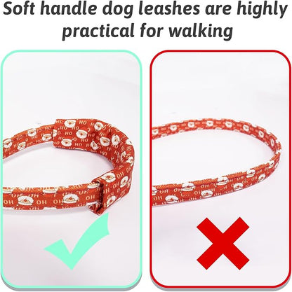 Christmas Dog Collar and Leash Set Girls Adjustable Puppy Collars with Christmas Bow Tie for Small Medium Large Female Dogs, Red Santa Claus, L