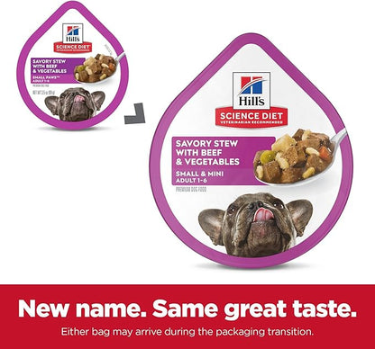Hill's Science Diet Adult 1-6 Small & Mini Wet Dog Food, Beef & Vegetables, 3.5 oz. Trays, 12-Pack