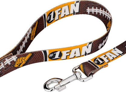 Country Brook Petz - Deluxe Black and Gold Football Fan Dog Collar and Leash - Sports and Athletics Collection Featuring Spirited Designs (5/8 Inch, Small)