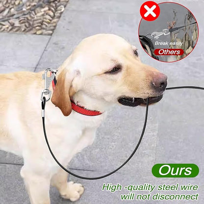2 Pack Chew Proof Leash Extension Heavy Duty Dog Leash Extender Chew Proof Dog Leashes Non-Tangle Connect Leashes for Any Collar Harness, Black