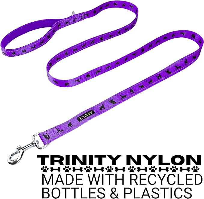EcoBark Dog Leash - Soft & Reflective Comfort Leashes with Padded Handle - Safe, Strong, & Durable for Small, Medium or Large Dogs (Purple)