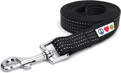 Pawtitas Black Dog Leash 6 ft XS/S Reflective Durable Lightweight Dog Lead for Small Dogs and Puppies