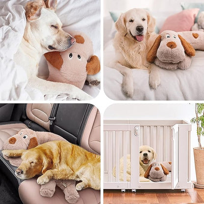 WEOK Puppy Heartbeat Toy, Dog Heartbeat Toy for Separation Anxiety Relief, Puppy Toy with Heartbeat Stuffed Animal Anxiety Calming Behavioral Aid Plush Toy for Dogs Cats Pets (Brown +)