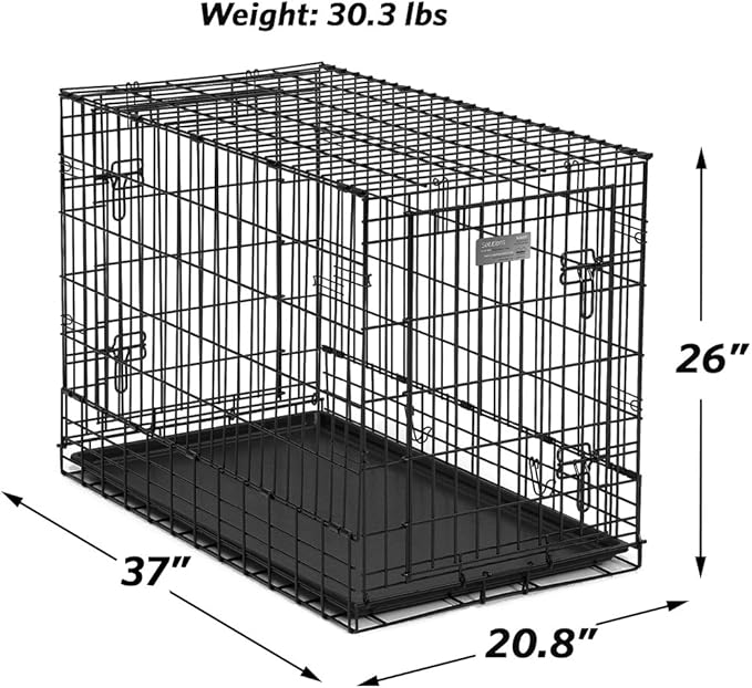 MidWest Homes for Pets Solutions Series Side-by-Side SUV Dog Crate, Double Door Folding Metal Cage Designed to Fit in SUVs & Vans, for Dogs up to 70 Lbs