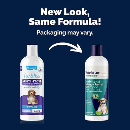 Vetnique Dermabliss Dog Shampoo for Allergies & Itching Advanced Vet Strength with Pramoxine or Regular Strength Vet Formulated Ditch The Itch 16oz Shampoo for Dogs (Regular Strength Dog Shampoo)
