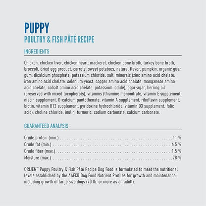 ORIJEN Pate Wet Dog Food Poultry and Fish Puppy Recipe 12.8oz Cans (12 Count)