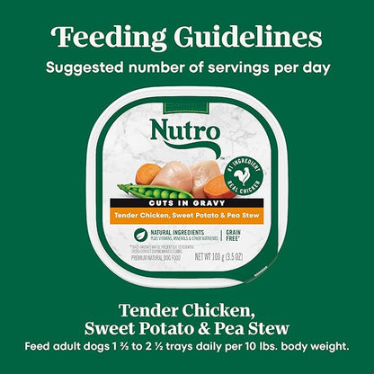 Nutro Adult Wet Dog Food, Natural Grain Free Dog Food Wet Cuts in Tender Chicken, Sweet Potato & Pea Stew Recipe, 3.5 oz. Trays (Pack of 24)