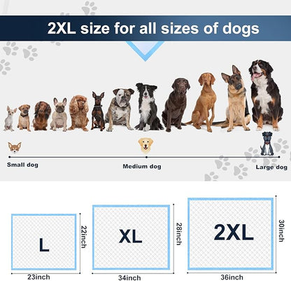 Boscute XXL Thicken 6 Layers Heavy Absorbent 30"x36" Pet Training Dog Pee Pads, Extra Large Polymer Leak-Proof Quick Dry Puppy Pee Pads, Disposable Pee Pads for Dogs Cats Rabbit