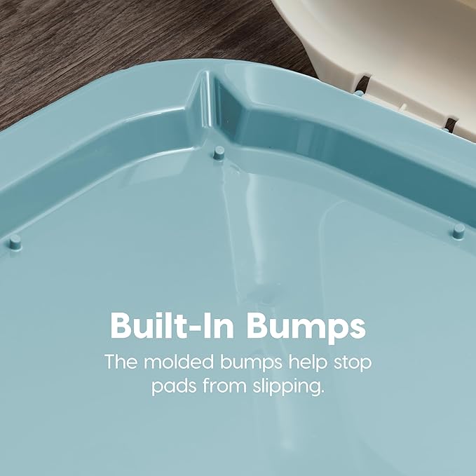 IRIS USA Pee Pad Holder for Dogs and Puppies, Potty Training Tray with Secured Latches, Non-Skid Feet, Leak Protection, Easy Clean Surface, Fits 17"x 23" Puppy Pads Size, Blue