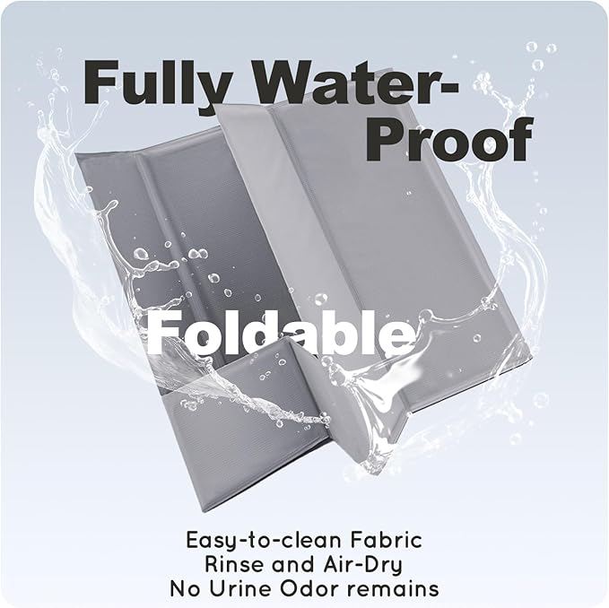 HQ4US 4LEGS Dog Litter Box, Pee Pad Holder Foldable, 22''x 22'' Indoor Dog Potty Tray for Medium Dogs, High Walls, Seamless, No Assembly, Waterproof, Easy to Clean, No Spill,Portable for Travel