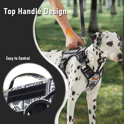 Light Dog Harness for Small Sized Dog Breeds, No-Pull Pet Harness with 2 Leash Clips, Adjustable Soft Padded Dog Vest, Reflective Pet Oxford Vest, Puggle, Terriers, Beagle, Black Ethnic S