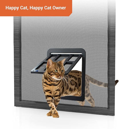 PETLESO Small Pet Door for Screen & Sliding Doors - 8.3" x 10.3" Magnetic Auto-Close Flap with Lockable Insert, Ideal for Cats & Small Dogs, Black