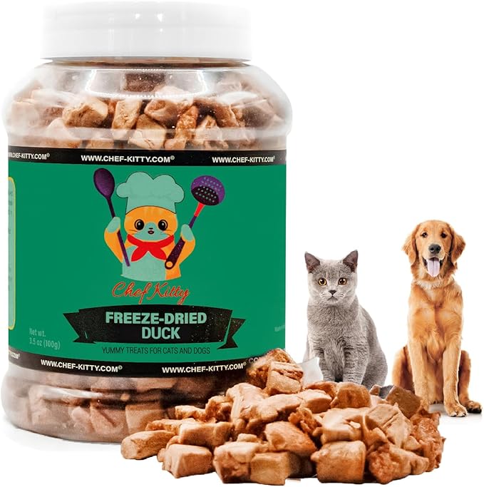 Duck Dog Treats | 100% Human Grade Freeze Dried Cat Treats, Single Ingredient | High Protein Cat & Dog Food Toppers | No Additives or Preservatives | Inspected & Tested in USA | 3.0 oz