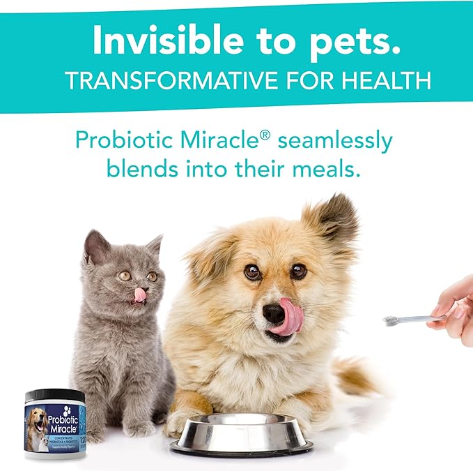 NUSENTIA Probiotics for Dogs -(360 Scoops)-Probiotic Miracle -Advanced, Species Specific Probiotics and Prebiotics to Stop Diarrhea, Loose Stool, and Yeast-Plus Immune Support