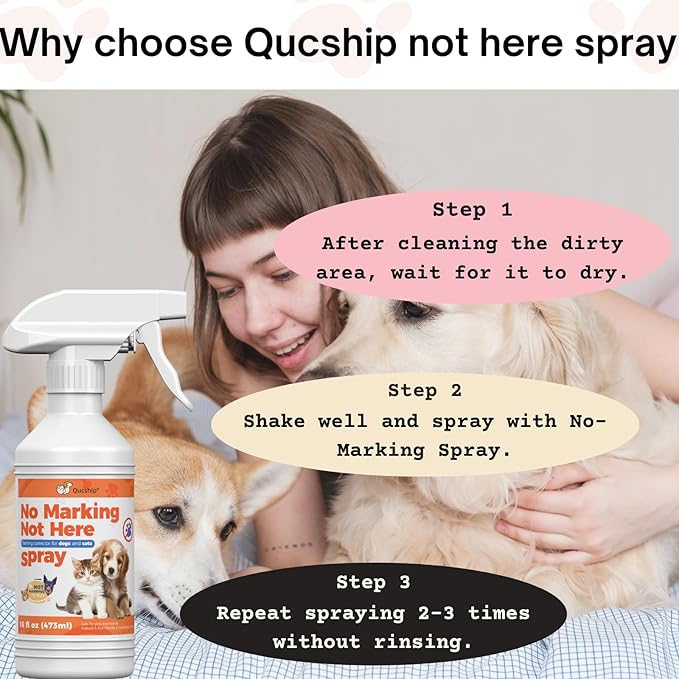 Qucship 16oz Control Your Dog's Indoor Behavior with This Special Spray, Stop Your Dog Wrong Marking with This Solution, Keep Your Home Clean with Our Dog Training Spray