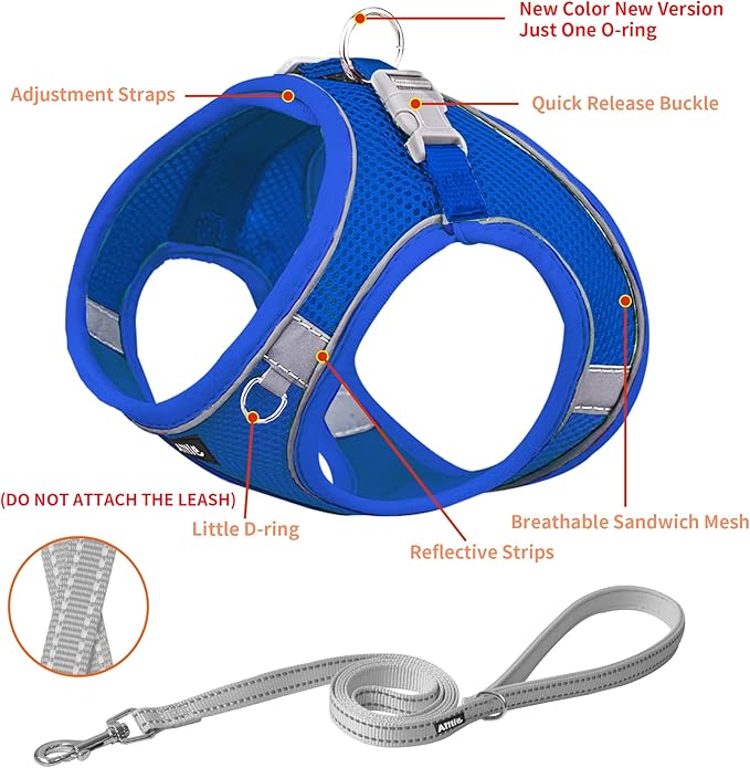 AIITLE Easy Walk Dog Harness and Leash Set - Pet Supply No Pull, Step in Adjustable Dog Harness with Padded Vest, Dog Harness No Choke Over, Easy to Put on Medium Dogs Royal Blue L