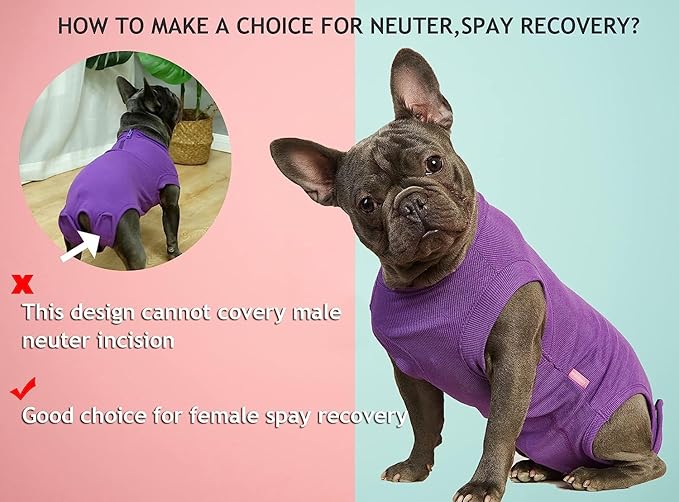 Recovery Suit for Dogs,Dog Cone Alternative Zipper Surgery Suit Female Spay,Soft Dog Surgery Suit for Anti Licking,Breathable Surgical Suit for Dogs Female Spay