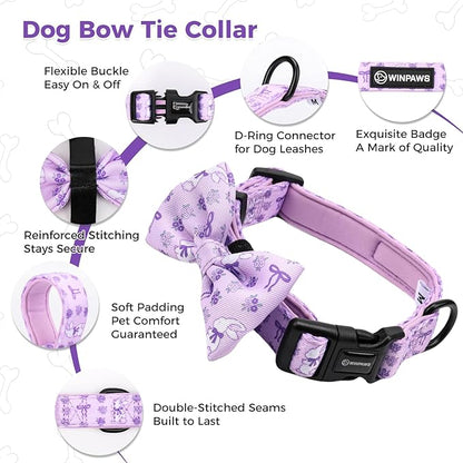 Dog Harness and Leash Collar Set with Dog Poop Bag Holder and Bandanas, Escape Proof Adjustable Puppy Cat Vest with Soft Mesh Padded, Pet Supplies for Small Medium Large Dogs Kitten(Purple, L)