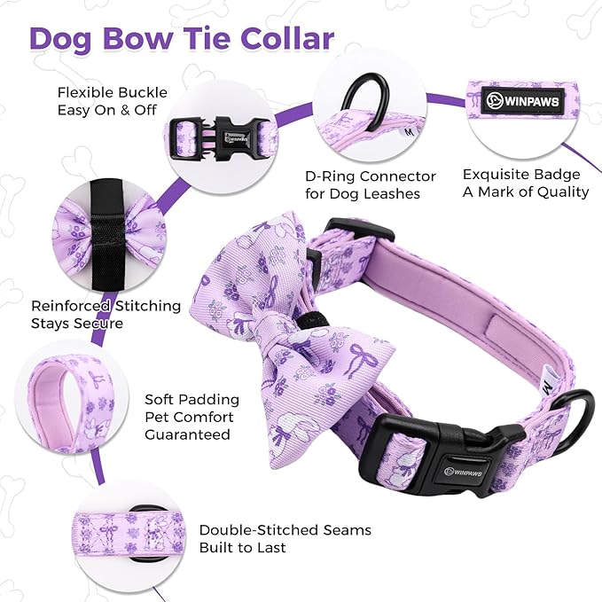 Dog Harness and Leash Collar Set with Dog Poop Bag Holder and Bandanas, Escape Proof Adjustable Puppy Cat Vest with Soft Mesh Padded, Pet Supplies for Small Medium Large Dogs Kitten(Purple, XS)