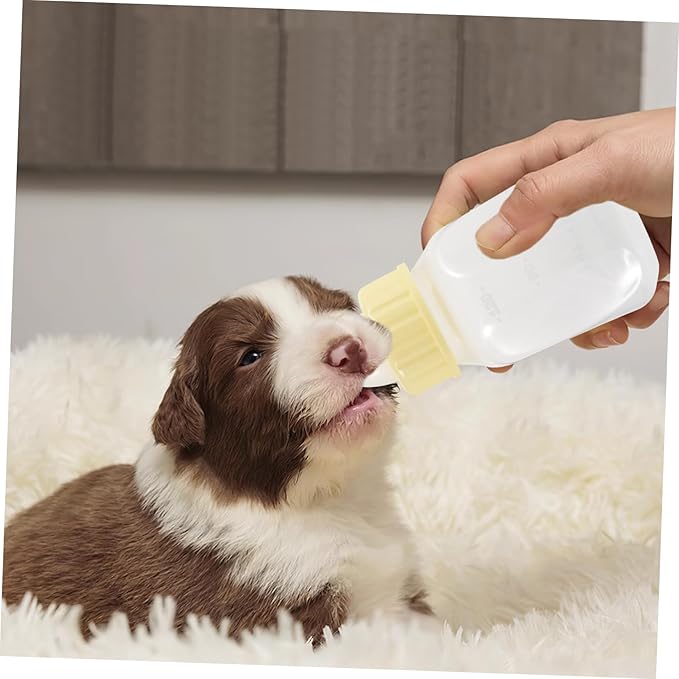 1set Small Pet Nursing Bottles for Kittens and Puppies Feeding Bottle Kit Yellow Easy to Use Safe Feeding for Pets