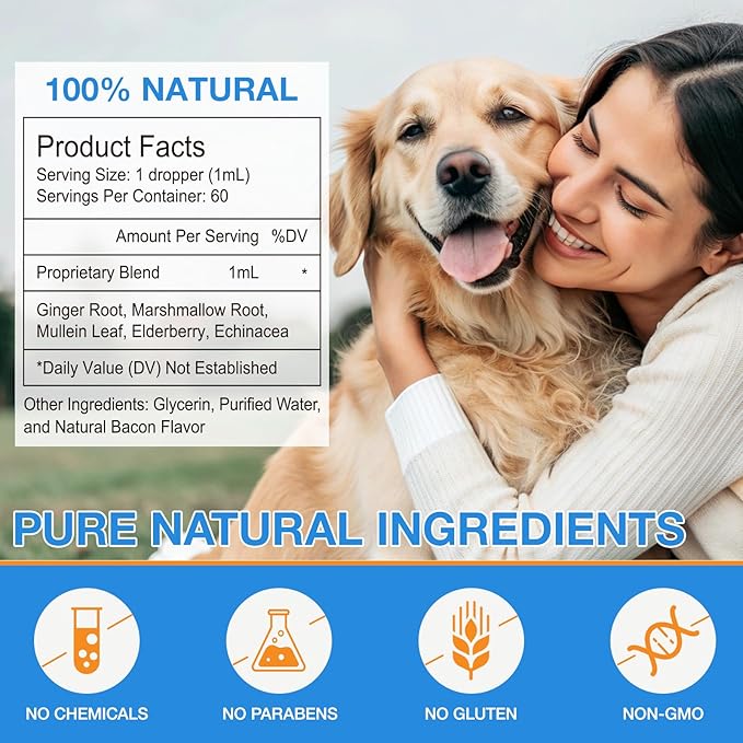 Xsvseie Kennel Cough Treatment Drops for Dogs, Natural Dog Supplement Herbal Kennel Cough Drops for All Breeds & Size Dog