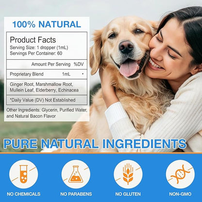Xsvseie Kennel Cough Treatment Drops for Dogs, Natural Dog Supplement Herbal Kennel Cough Drops for All Breeds & Size Dog