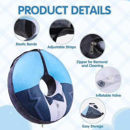 EXPAWLORER X-Large Widen Soft Dog Cone Collar - Inflatable Dog Neck Donut Collar Alternative After Surgery to Stop Licking,Adjustable Protective Recovery E Collar(Blue Suit)