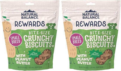 Natural Balance Limited Ingredient Rewards Crunchy Biscuits, Bite-Size Vegetarian Dog Treats for Small-Breed Adult Dogs, Peanut Butter Recipe, 8 Ounce (Pack of 2)