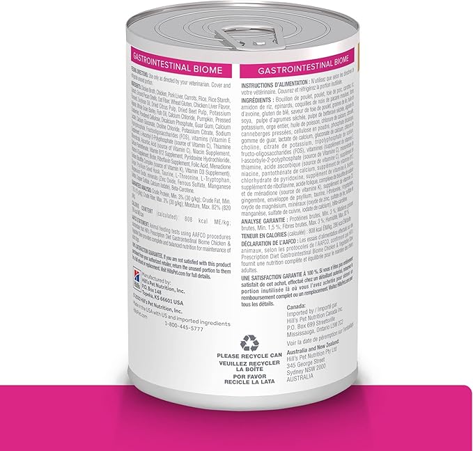 Hill's Prescription Diet Gastrointestinal Biome Digestive/Fiber Care Wet Dog Food, Chicken & Vegetable Stew, 12.5 oz. Cans, 12-Pack