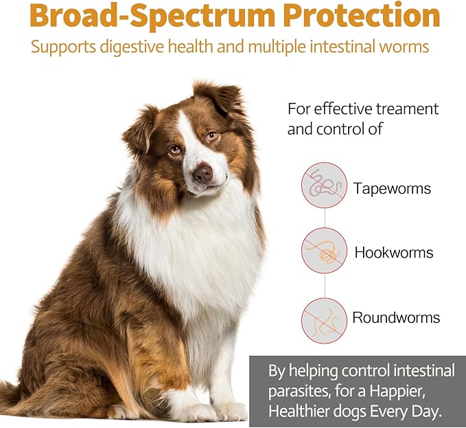 Dewormer for Dogs Pyrantel Pamoate and Praziquantel for Tapeworms, Roundworms and Hookworms Broad Spectrum Dewormer