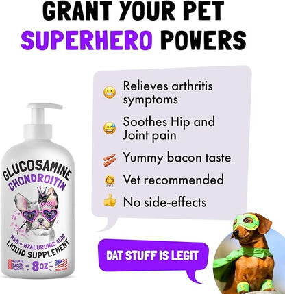 Cranberry UTI Chews for Dogs Bladder Support + D-Mannose Supports Kidney Urinary Tract 30 Chews and Liquid Glucosamine for Dogs Bacon Flavour with Chondroitin, MSM & Hyaluronic Acid 8 oz