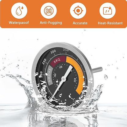 3695528R06 Analog Smoker Temperature Gauge Compatible with Oklahoma Joe's Smokers and Most 13/16-inch Opening Charcoal Grills & Charcoal Smokers, BBQ Temp Gauge Stainless Steel Thermometer (1pack)
