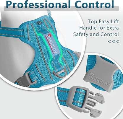 BARKBAY Dog Harness No Pull with ID Tag Pocket - Heavy Duty, Reflective, Easy Control for Large Dogs(Ocean Blue,XS)