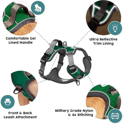 Embark Adventure Large Dog Harness – No-Pull, Reflective Trim, Military-Grade Nylon, Front Clip with Gel-Lined Handle