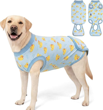 cyeollo Recovery Suit for Dogs Surgery Suit Female Spay Soft Pet Onesie Bodysuit Male Dog Neuter, Medium Large Dogs Surgical Recovery Shirt, Yellow Duck, XL