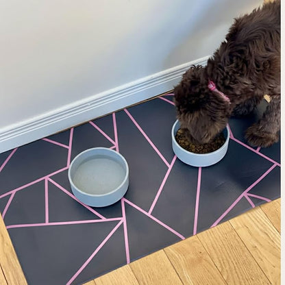Large Pet Placemat, Dog Cat Mat Dog Feeding mat Pet Safe 28" X 16.5" Waterproof Easy to Clean Mat for Food & Water Bowls Waterproof Boho Uniklook